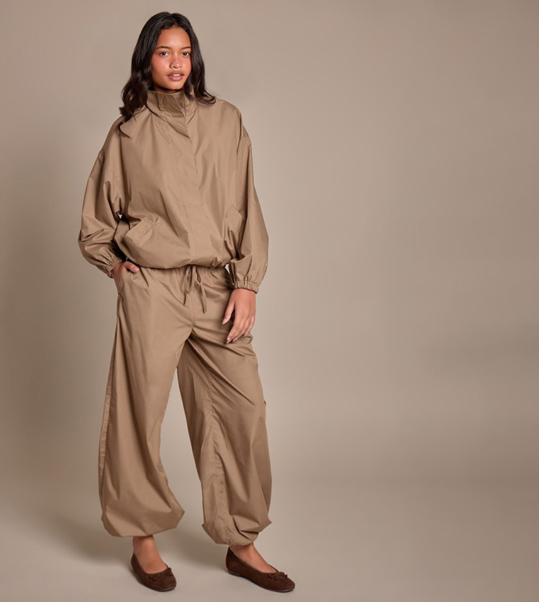 Nylon Funnel Neck Oversized Jacket