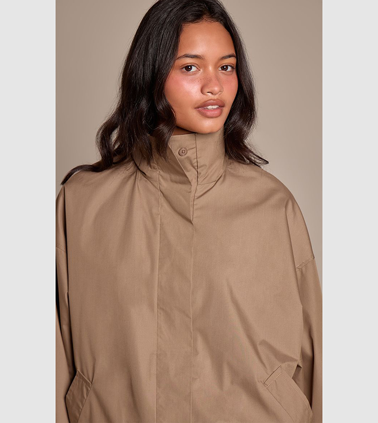Nylon Funnel Neck Oversized Jacket