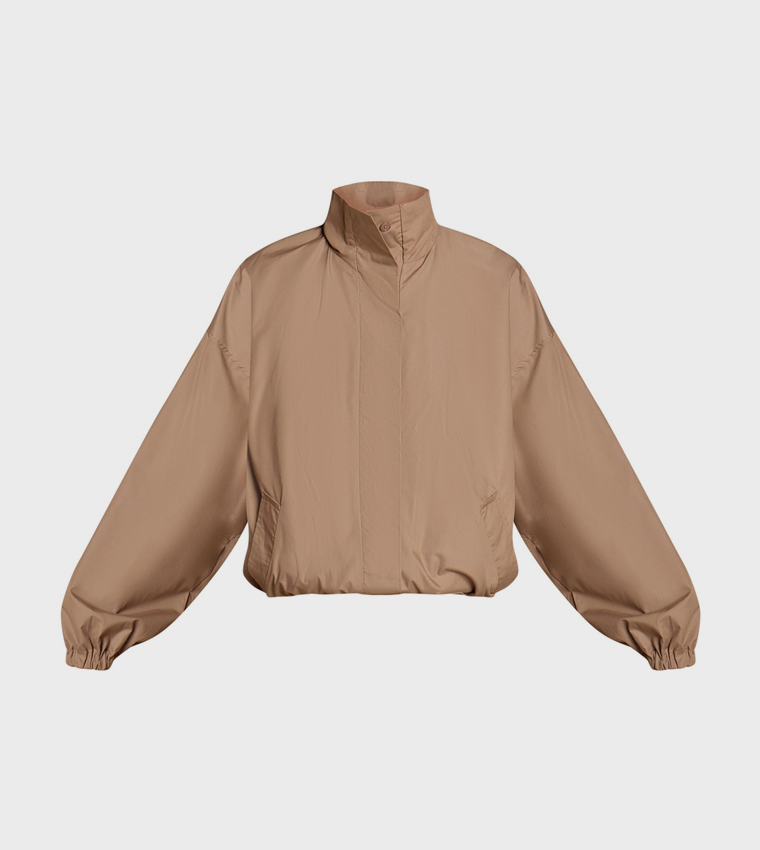 Nylon Funnel Neck Oversized Jacket