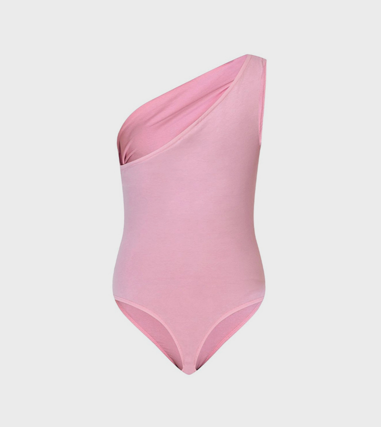 Soft Cotton Asymmetric Bodysuit Top