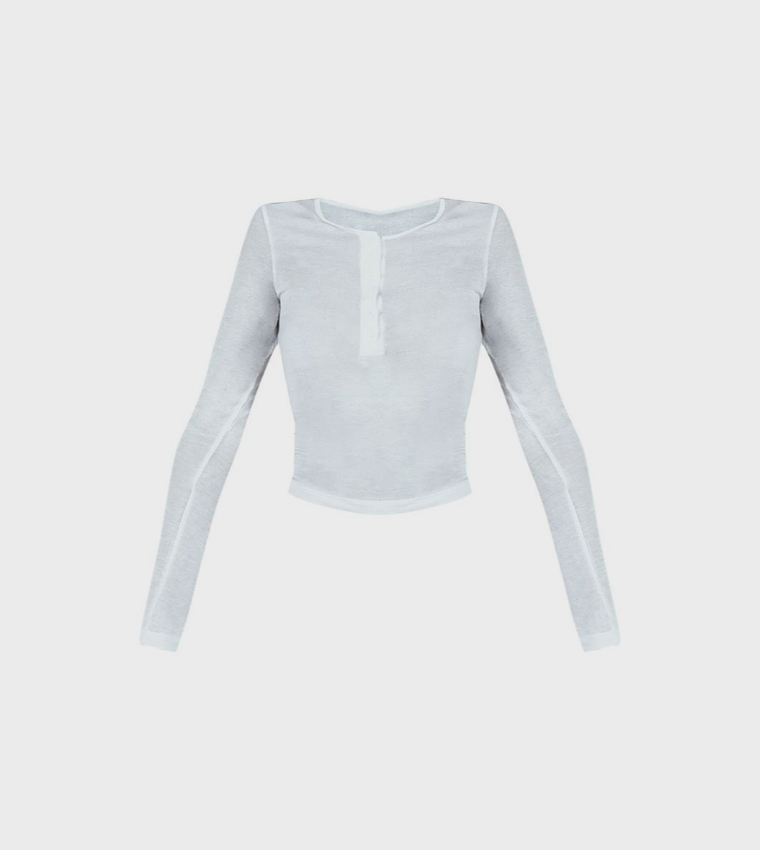 Sheer Soft Touch Button Up Long Sleeves Top