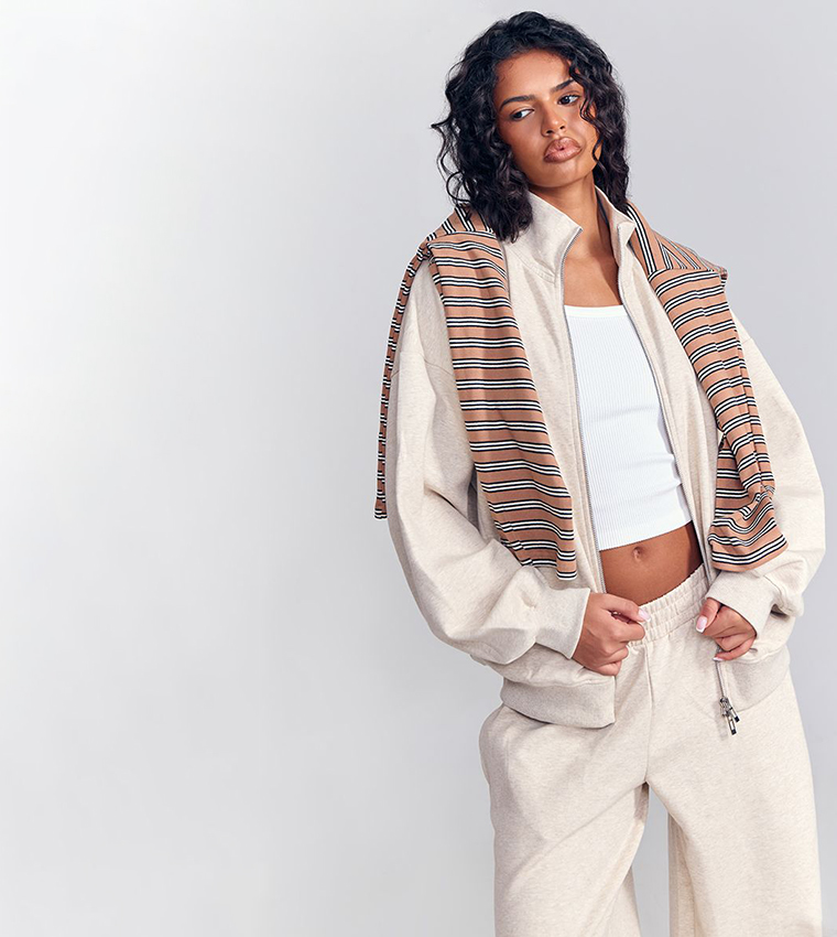 Interlock Zip-Through Funnel Neck Jacket