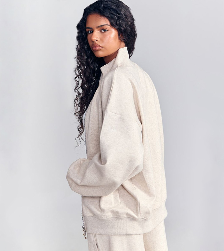 Interlock Zip-Through Funnel Neck Jacket