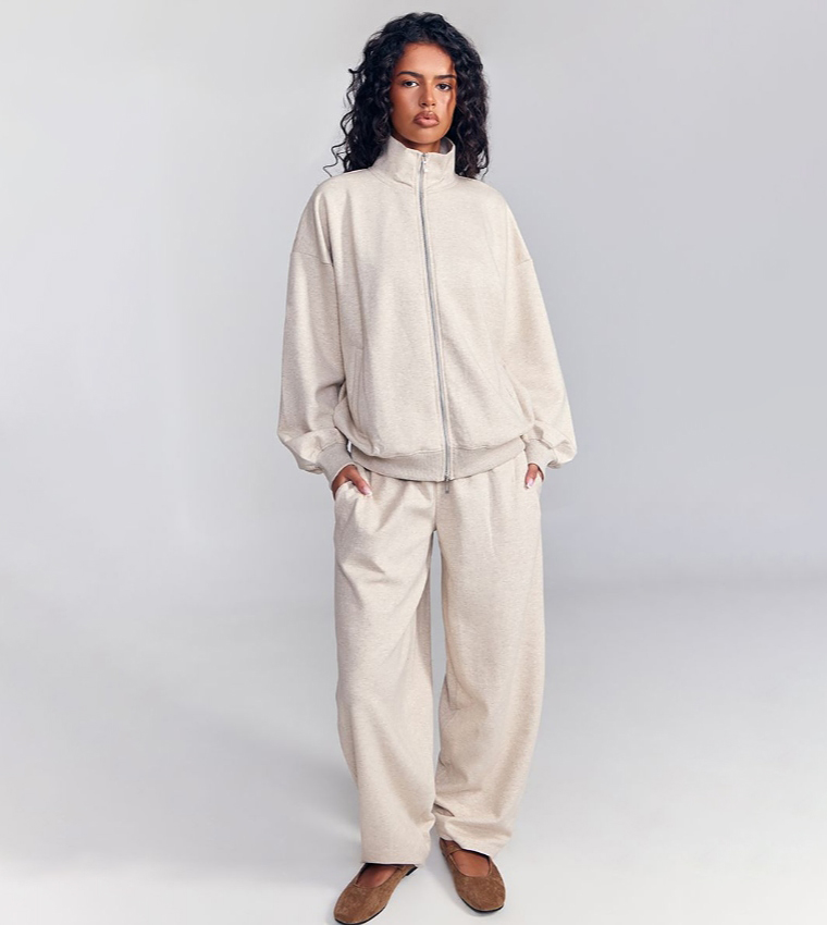 Interlock Zip-Through Funnel Neck Jacket
