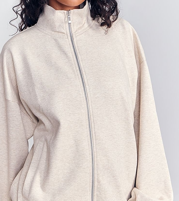 Interlock Zip-Through Funnel Neck Jacket