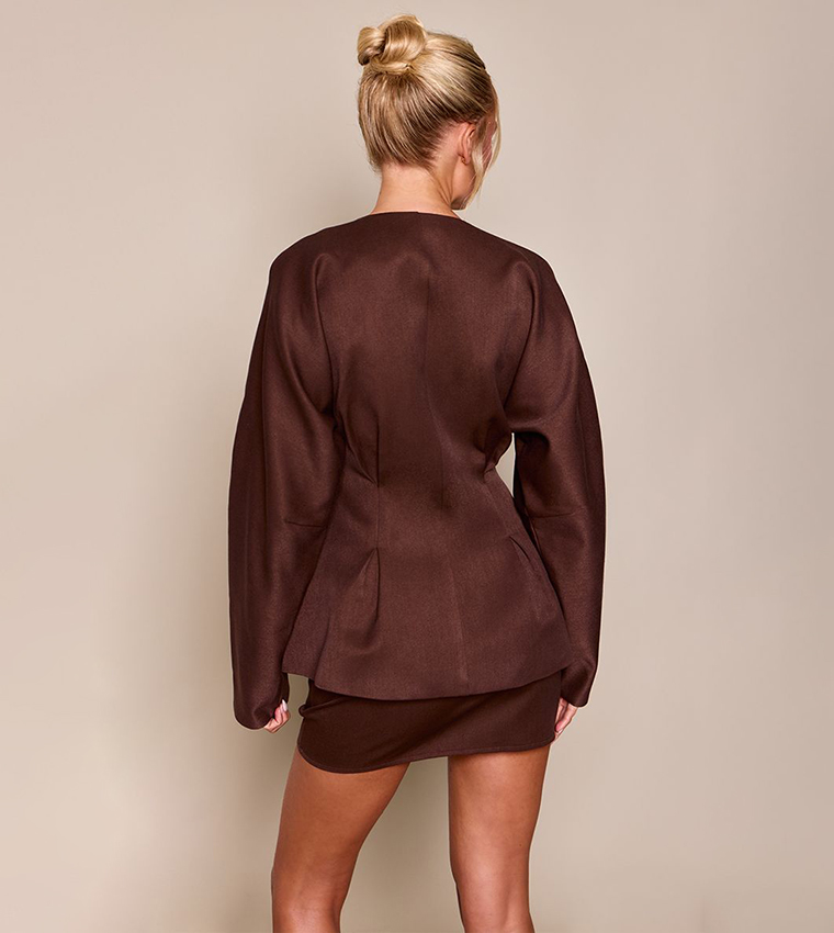 Cinched Waist Button Up Blazer