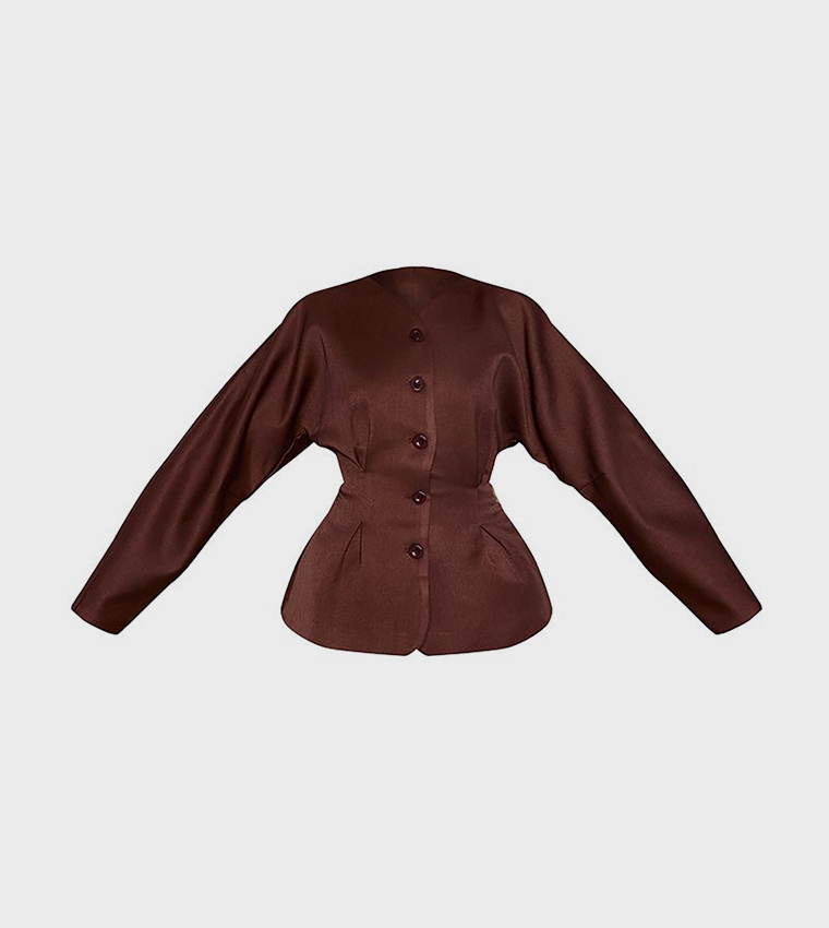 Cinched Waist Button Up Blazer