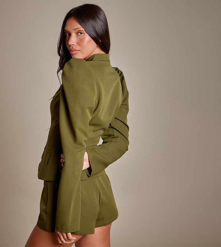 Deep Puff Sleeves Hook and Eye Jacket