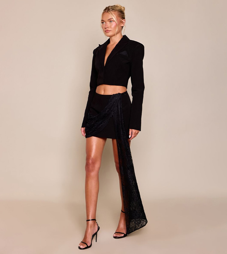 Lace Drape Mini Skirt