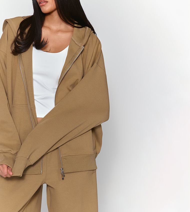 Interlock Double Zip Up Hooded Jacket