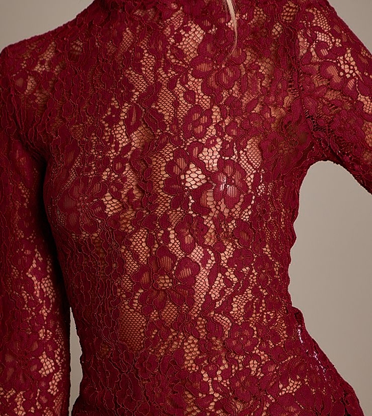 High Neck Flared Long Sleeves Top