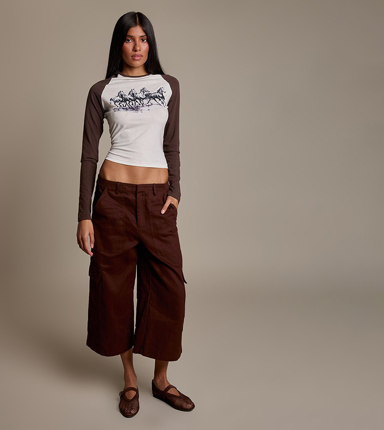 Button Closure Cargo Culottes