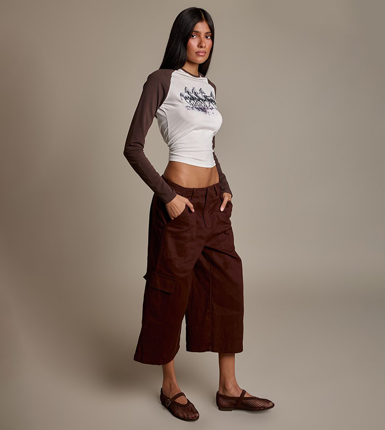 Button Closure Cargo Culottes