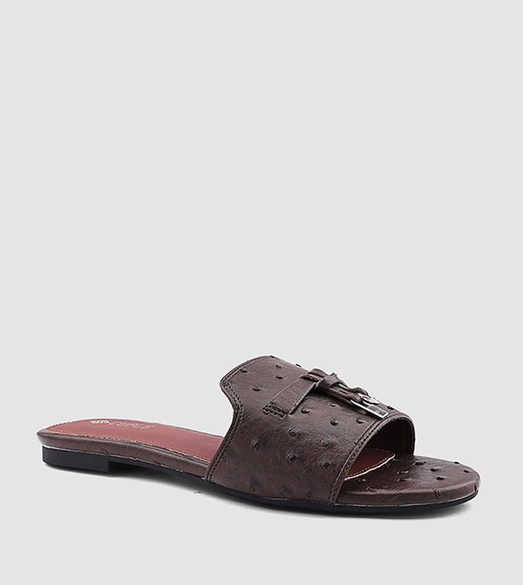 كابلي  الصنادل المسطحة - بني  Flat Sandals