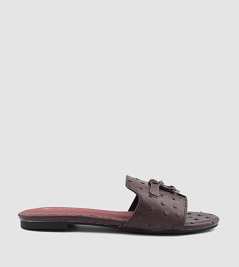 كابلي  الصنادل المسطحة - بني  Flat Sandals