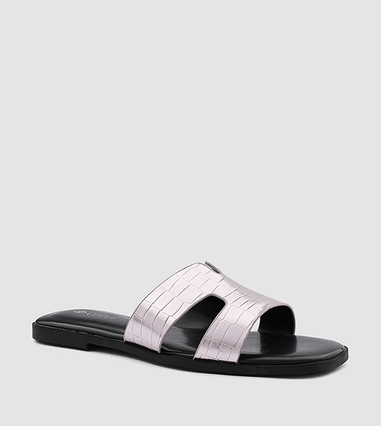 Cuple  Flat Sandals - Silver Flat Sandals