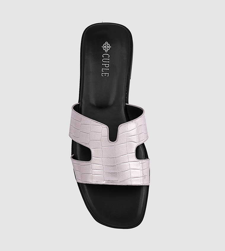 Cuple  Flat Sandals - Silver Flat Sandals