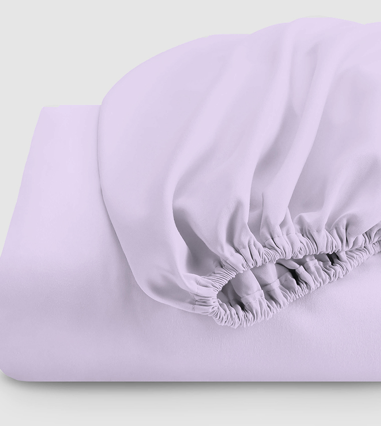 شرشف سرير مزدوج فائق النعومة من 3 قطع مع 2 غطاء وسادة ، أرجواني فاتح ، 120X200 + 25 سم