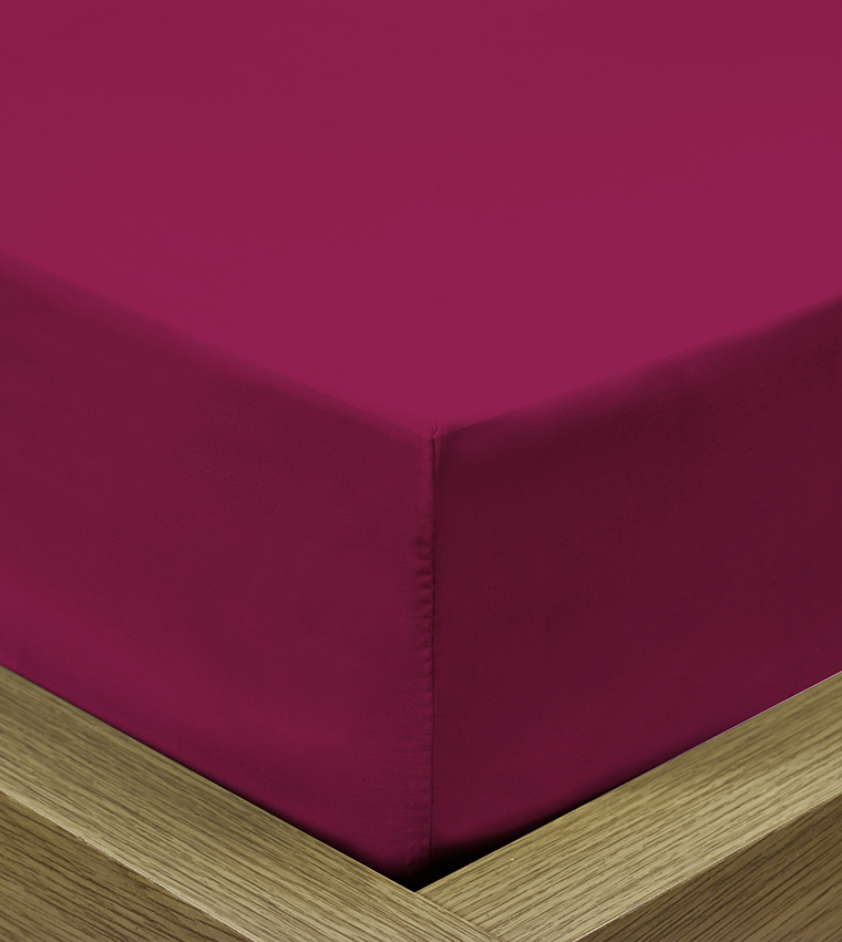 شرشف سرير مزدوج فائق النعومة من 3 قطع مع 2 غطاء وسادة ، عنابي ، 120X200 + 25 سم