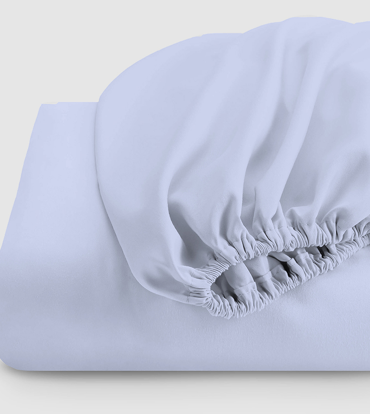 شرشف سرير مزدوج ناعم للغاية من 3 قطع مع 2 غطاء وسادة ، أزرق سماوي ، 120X200 + 25 سم