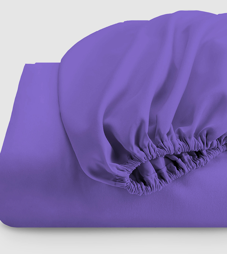 3 قطع ملاءة ناعمة للغاية مزودة بغطاء مزدوج مع 2 غطاء وسادة ، بنفسجي ، 120X200 + 25 سم