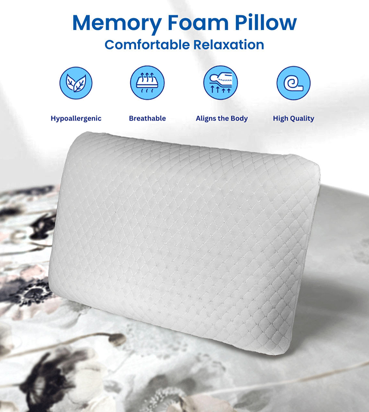 وسادة ميموري فوم ، أبيض ، 40X70X12 سم