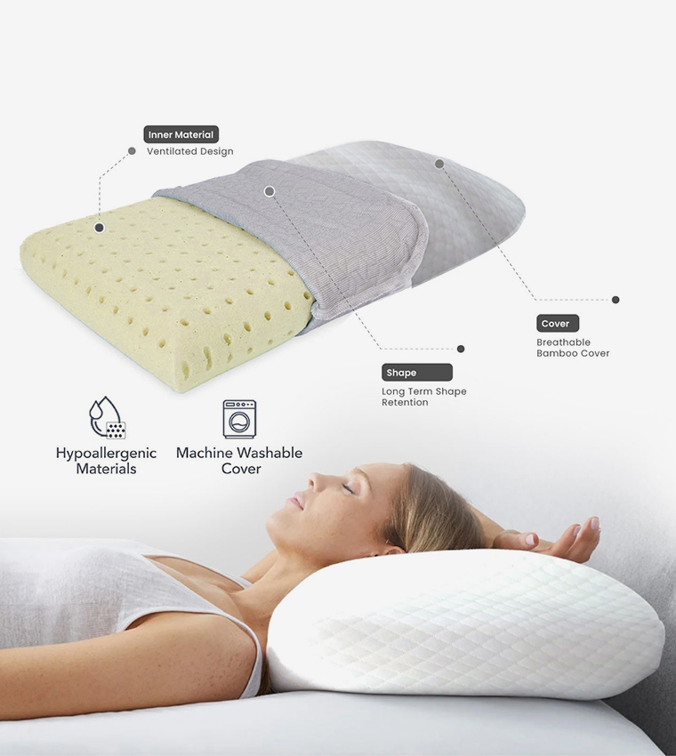 وسادة ميموري فوم ، أبيض ، 40X70X12 سم