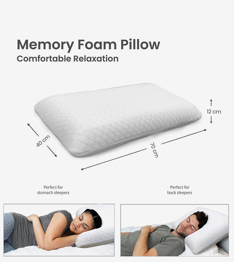 وسادة ميموري فوم ، أبيض ، 40X70X12 سم