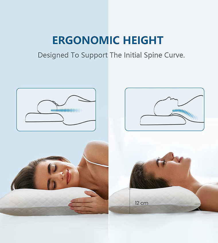 وسادة ميموري فوم ، أبيض ، 40X70X12 سم