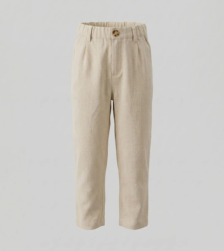 Solid Elastic Waist Trousers