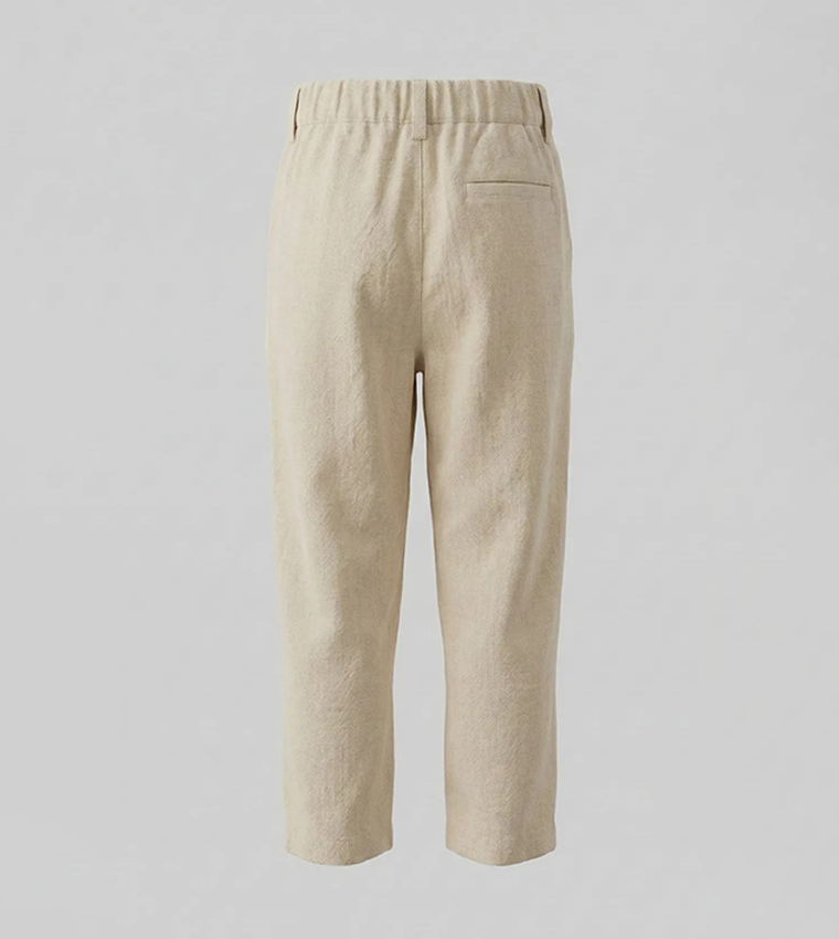 Solid Elastic Waist Trousers