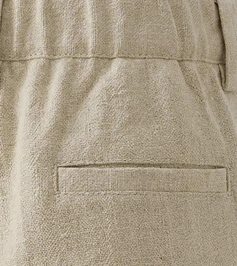 Solid Elastic Waist Trousers