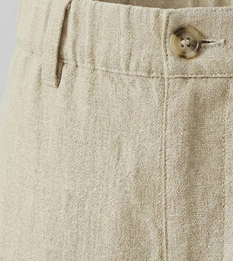 Solid Elastic Waist Trousers