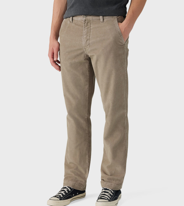 Solid Relaxed Straight Fit Corduroy Pants