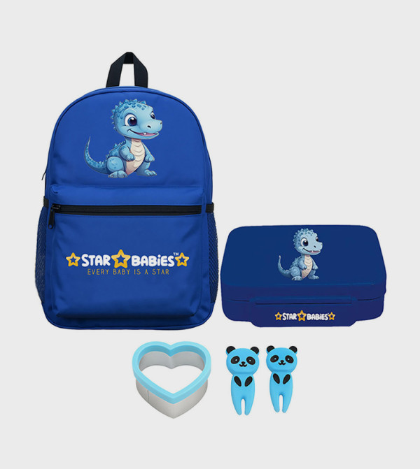 Dino Themed 16inch Backpack with Bento Lunch Box with 4 Compartments