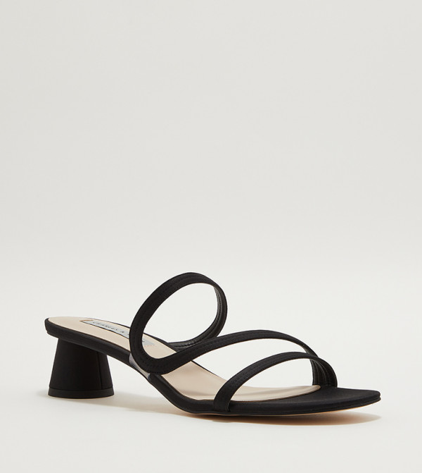 Satin Wavy Strap Heel Sandals