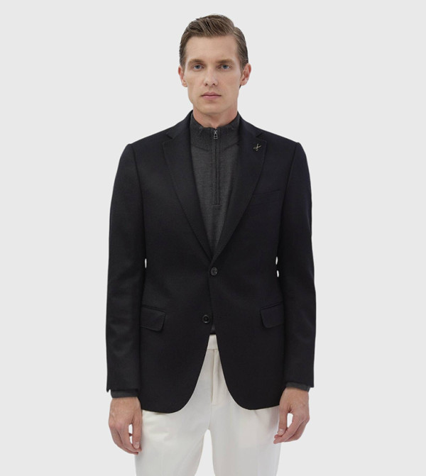 Solid Regular Fit Cashmere Blazer