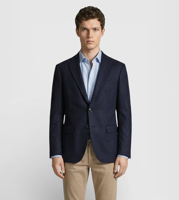 Solid Regular Fit Cashmere Blazer