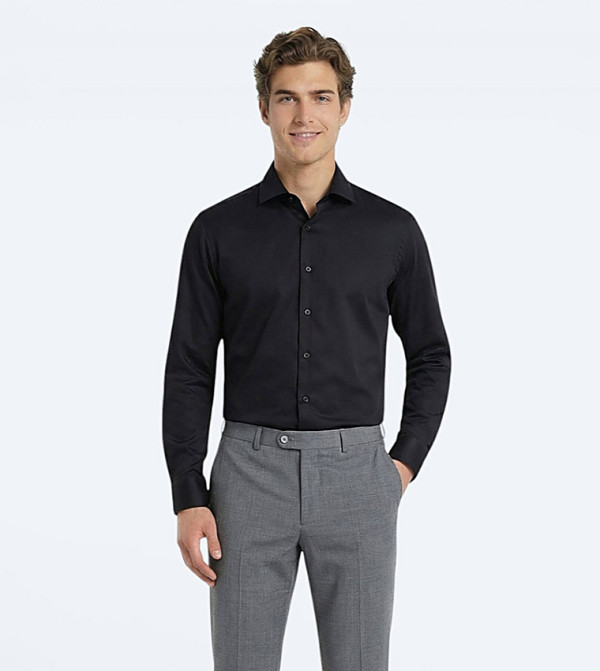 Solid Long Sleeves Regular Fit Cotton Shirt