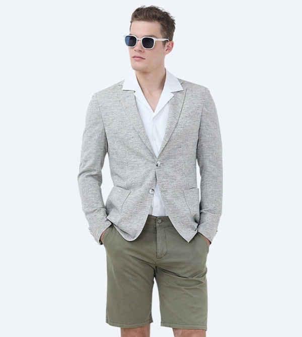 Solid Modern Fit Linen Blend Blazer