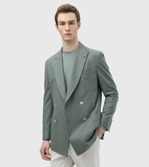 Solid Slim Fit Wool Blended Blazer
