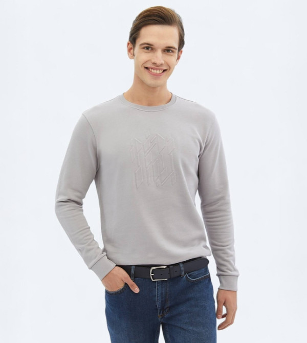 Embossed Crew Neck Sweatshirt