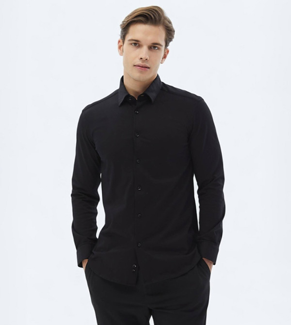 Solid Long Sleeves Cotton Shirt