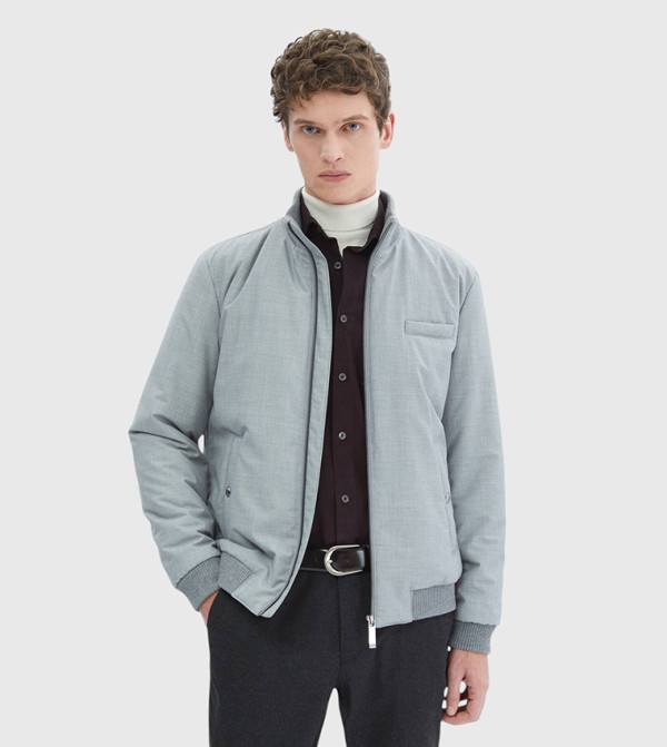 Solid Regular Fit Turtleneck Jacket