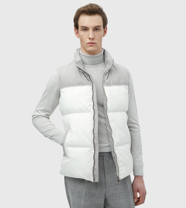 Color Block Turtleneck Puffer Gilet