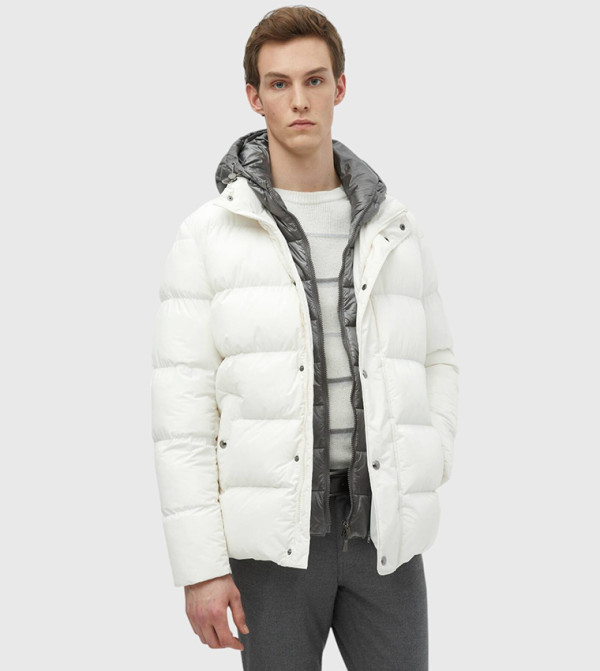 Regular Fit Removable Hood Puffer Jacket