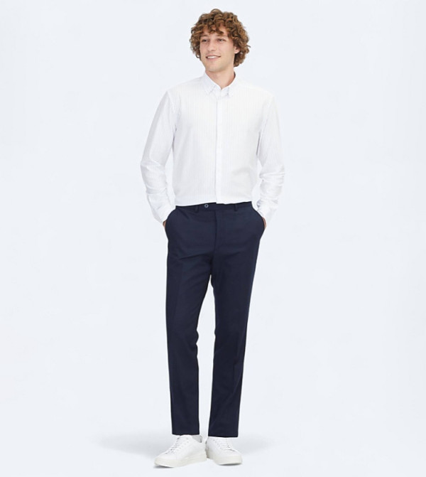 Solid Slim Fit Classical Trousers