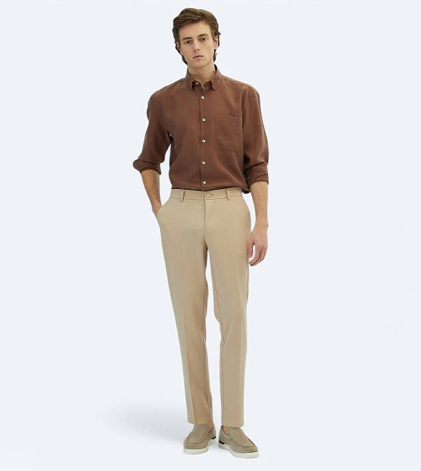 Solid Relaxed Fit Casual Trousers