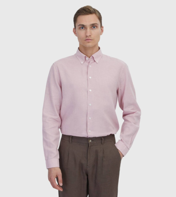 Solid Cotton Blended Casual Shirt