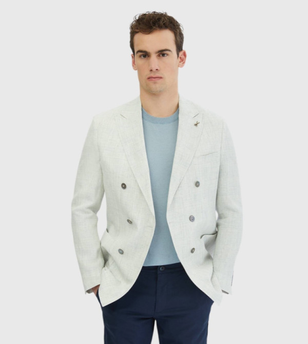 Patterned Zeroweight Slim Fit Linen Blazer